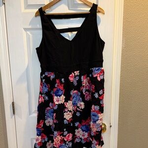 Torrid Black and Multicolor Floral Midi Dress